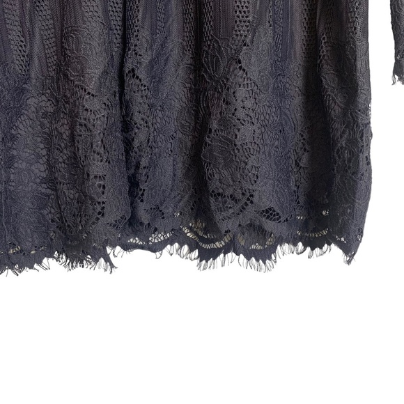 Chance or Fate Lacy High Neck Sheer Blouse Navy Blue Size M - Picture 4 of 12